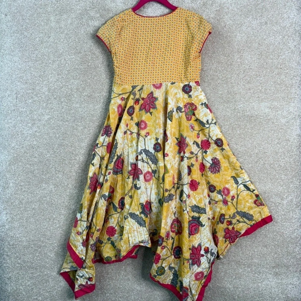 BIBA‎ GIRLS Dress Girls Size 6-7 Yellow Floral Short Sleeve